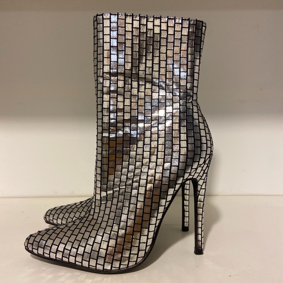 Silver and Black Ankle Boots - Picture 1 of 6